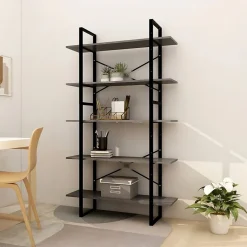 Bibliothèque à 5 niveaux Gris 100x30x175 cm Bois de pin vidaXL