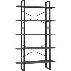 Bibliothèque à 5 niveaux Gris 100x30x175 cm Bois de pin vidaXL