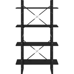 Bibliothèque à 4 niveaux Noir 80x30x140 cm Bois de pin massif vidaXL