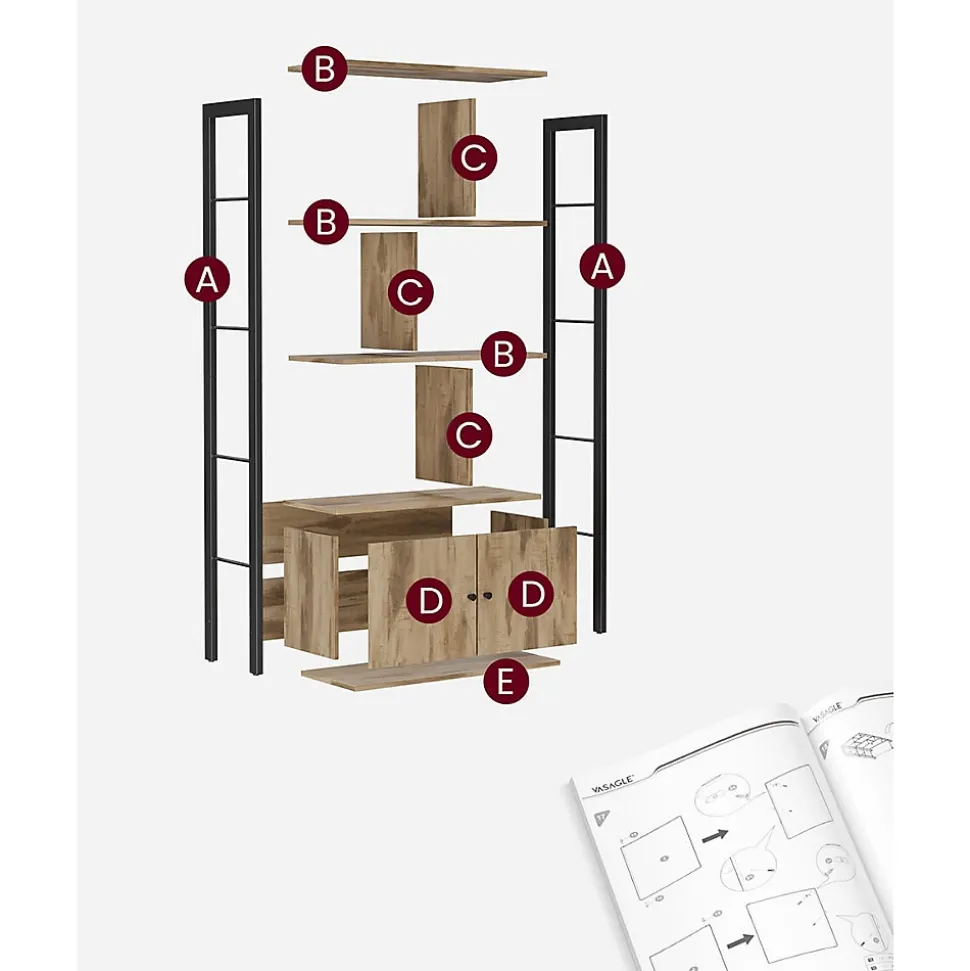 Bibliothèque 6 cases et 2 portes - L74 cm