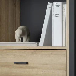 Bibliothèque 194 cm 1 tiroir 4 niches décor bois chêne et noir - MODE