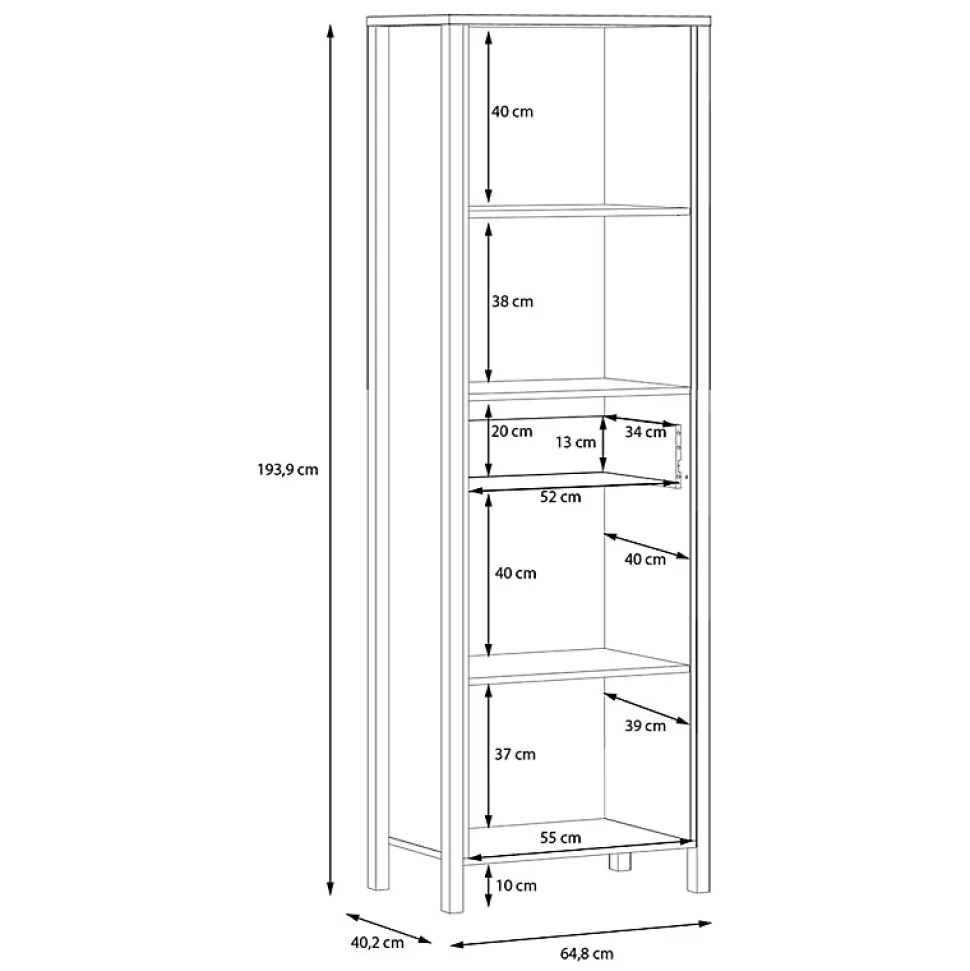 Bibliothèque 194 cm 1 tiroir 4 niches décor bois chêne et noir - MODE