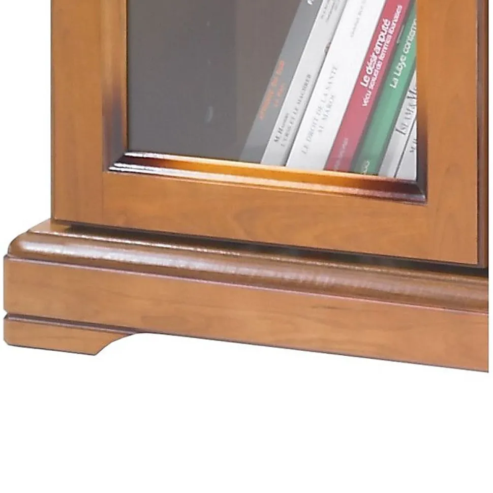 Bibliothèque - Louis Philippe - 4 Portes Vitrées - Merisier - 18 Niches - 158.8 cm x 182.2 cm