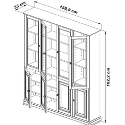 Bibliothèque - Louis-Philippe - Merisier - 8 Portes - 18 Niches - 15 Étagères
