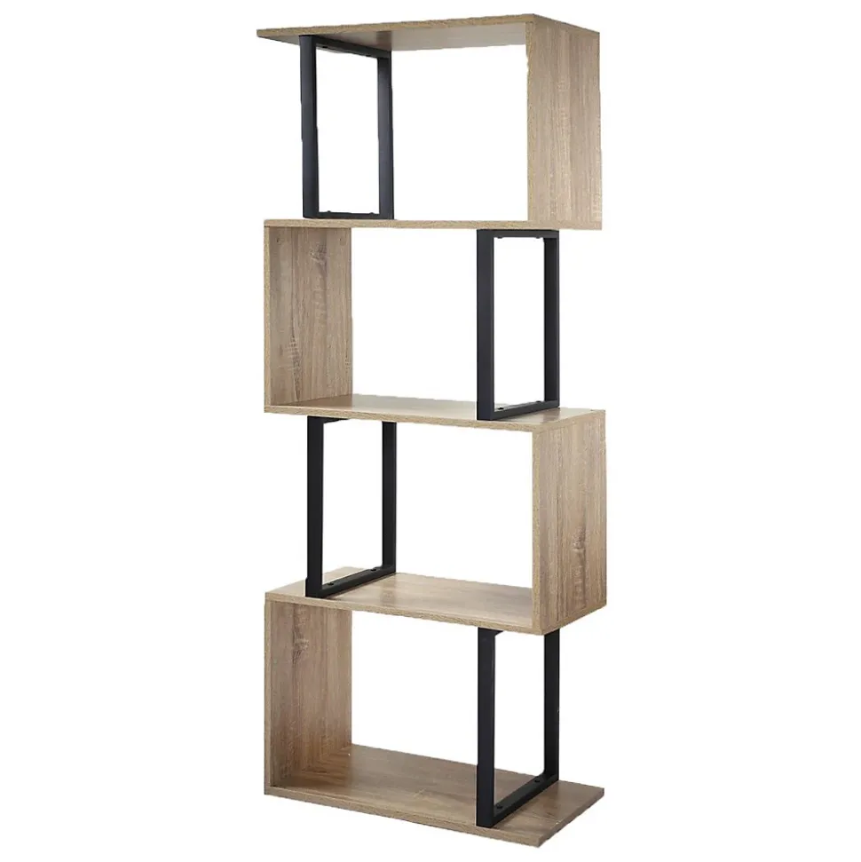 Bibliothèque 4 Niveaux Décor Bois et Montants Métal - H148 cm