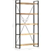 Bibliothèque 5 niveaux 90x30x180 cm Bois solide de manguier vidaXL