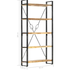 Bibliothèque 5 niveaux 90x30x180 cm Bois solide de manguier vidaXL