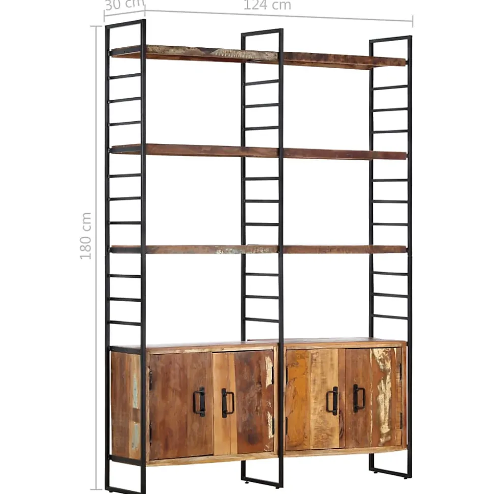Bibliothèque 4 niveaux 124x30x180cm Bois solide de récupération vidaXL