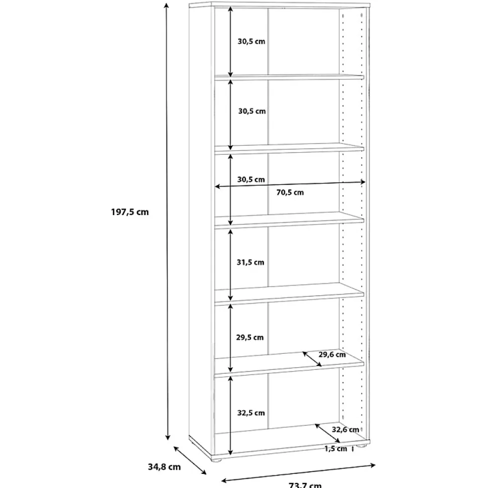 Bibliothèque - Étagère H. 198 x L. 74 cm décor bois vintage - MARIA