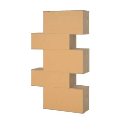 Bibliothèque Acetosella, Etagère de bureau, Porte-livre mobile, Librairie, 96x32 h166 cm, Chêne clair et Blanc