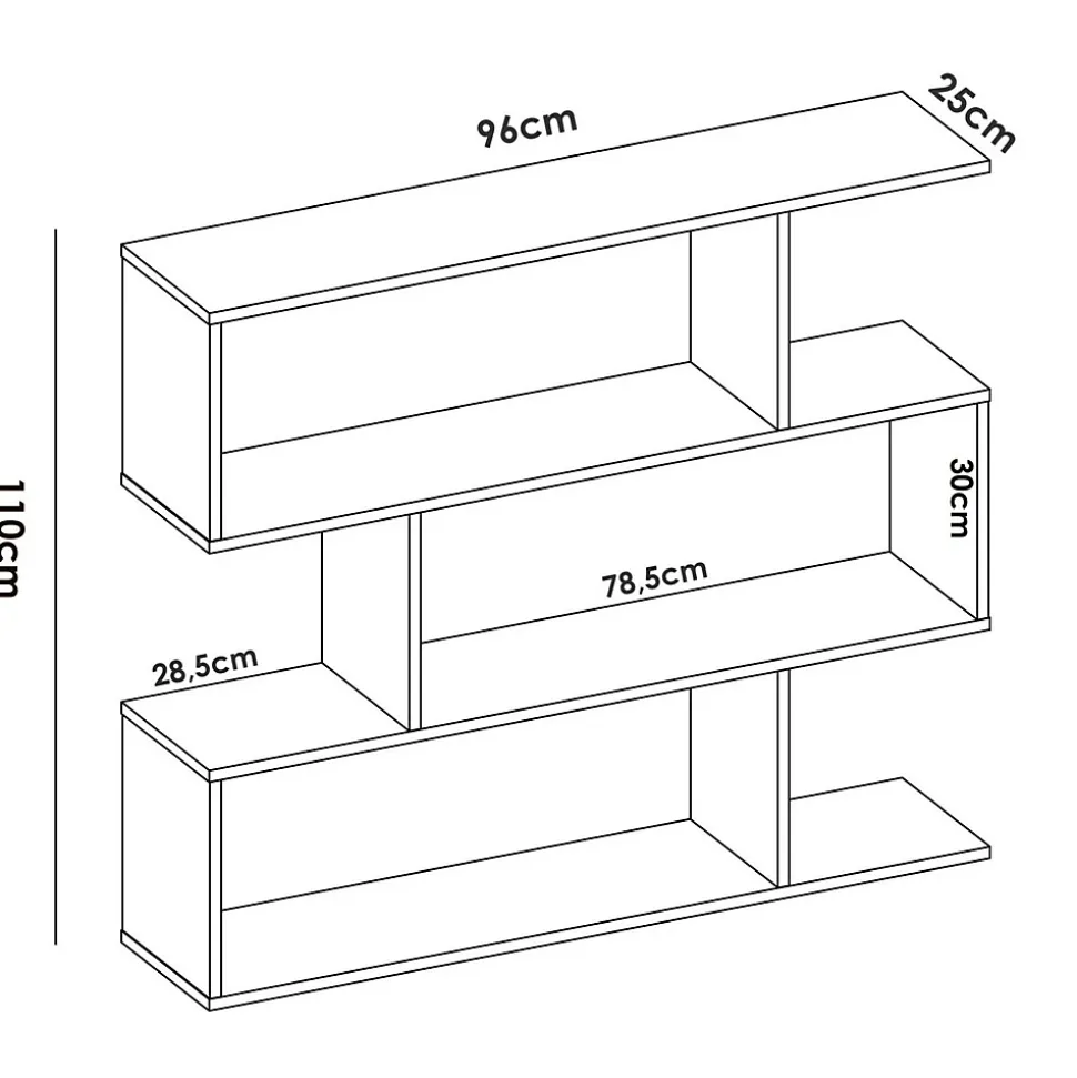 Bibliothèque Acsidol, Etagère de bureau polyvalente, Bibliothèque avec 3 étagères, 110x25h96 cm, Chêne