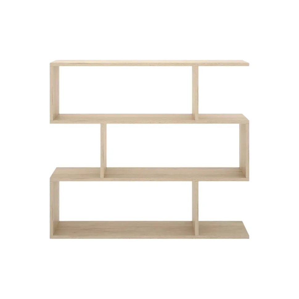 Bibliothèque Acsidol, Etagère de bureau polyvalente, Bibliothèque avec 3 étagères, 110x25h96 cm, Chêne