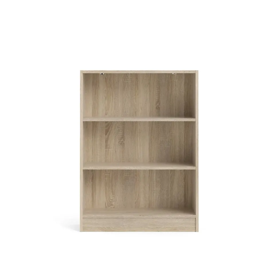 Bibliothèque Aski, Etagère de bureau, Porte-livre mobile, Librairie, 79x27 h107 cm, Chêne