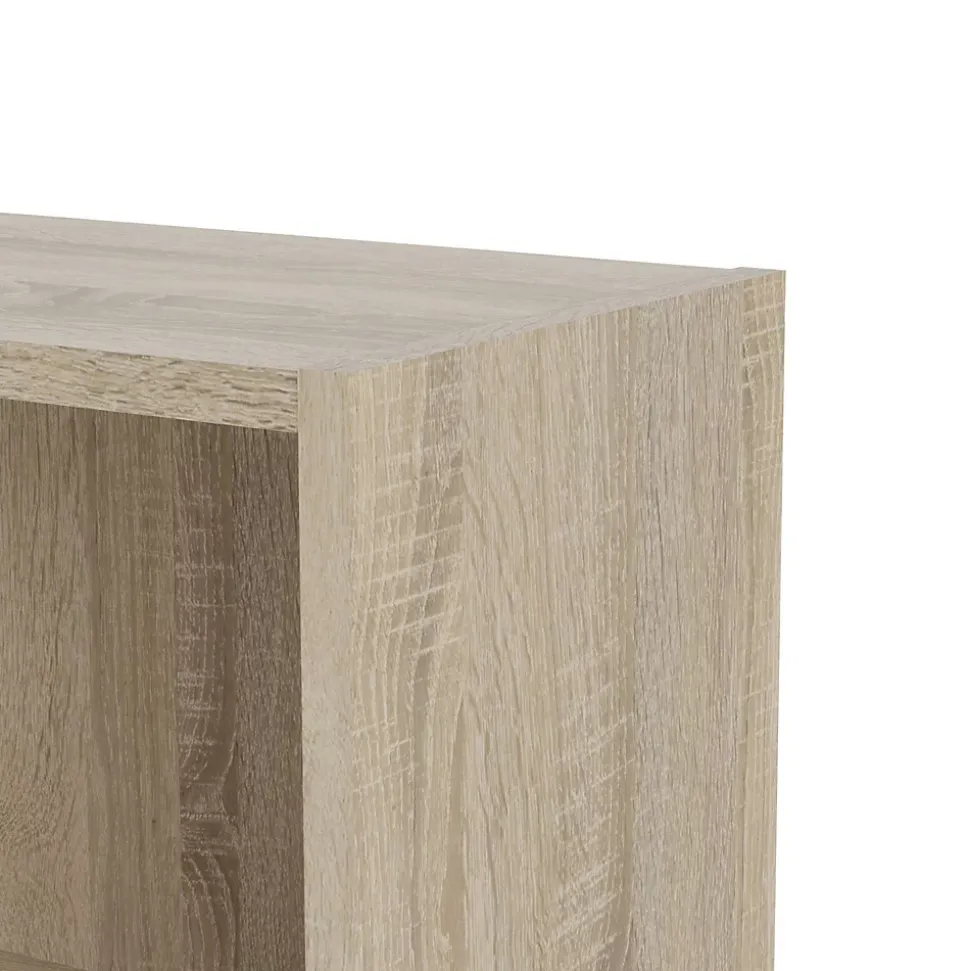 Bibliothèque Aski, Etagère de bureau, Porte-livre mobile, Librairie, 79x27 h107 cm, Chêne