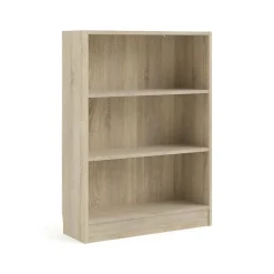 Bibliothèque Aski, Etagère de bureau, Porte-livre mobile, Librairie, 79x27 h107 cm, Chêne