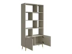 Bibliothèque avec 2 portes et 8 niches - Beige - NORSIM