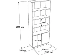 Bibliothèque avec 2 portes et 4 niches - Blanc et naturel - LOTULA