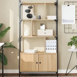 Bibliothèque avec portes Chêne Sonoma 76,5x30x154,5 cm Bois d'ingénierie vidaXL