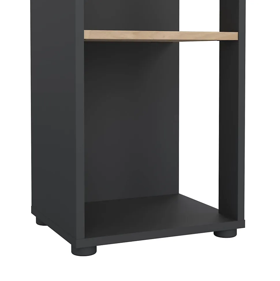 Bibliothèque Baaz, Etagère de bureau, Porte-livre mobile, Librairie, 41x34 h205 cm, Chêne et Gris