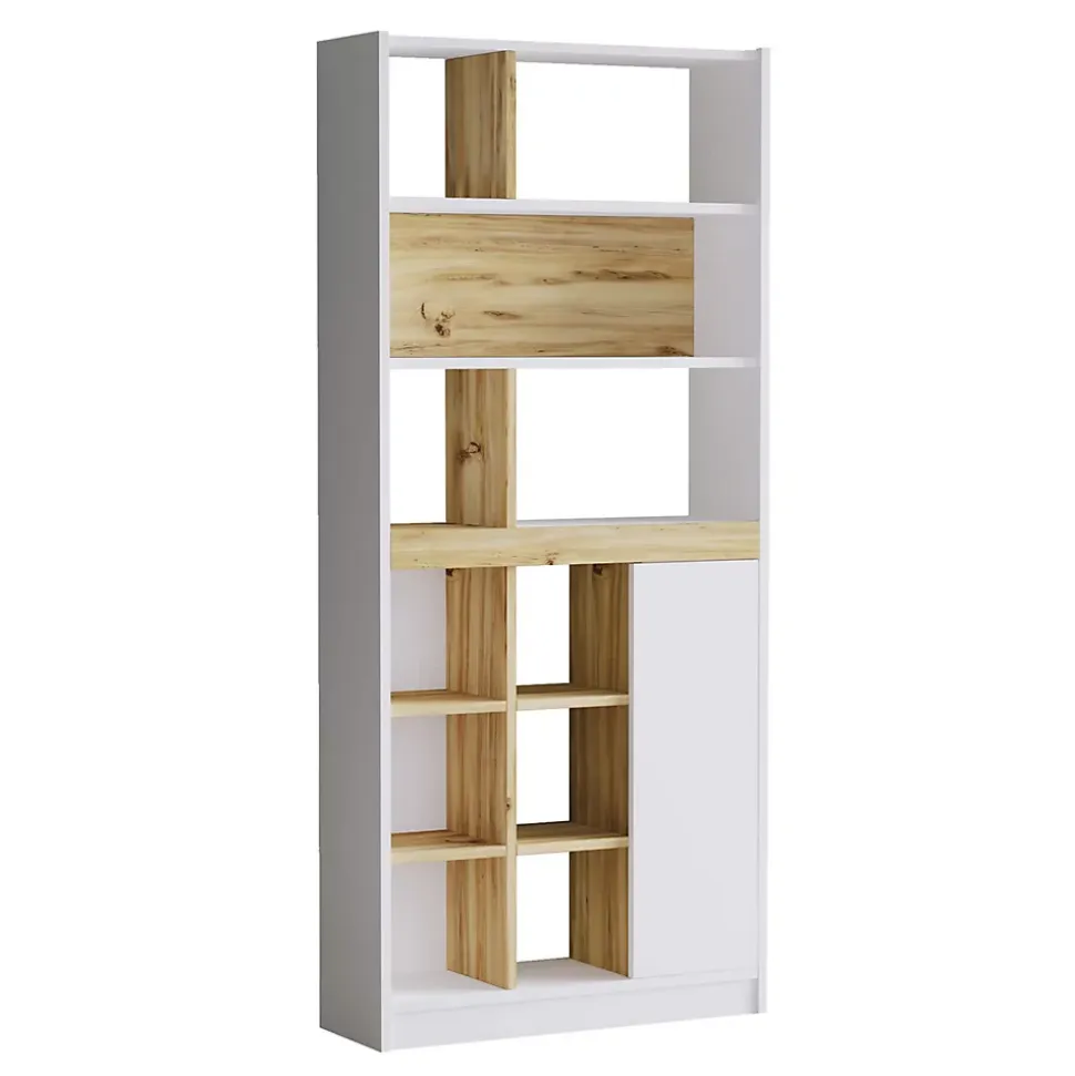 Bibliothèque Balal 170x75,5x25 Panneau de particules Blanc Chêne clair Moderne