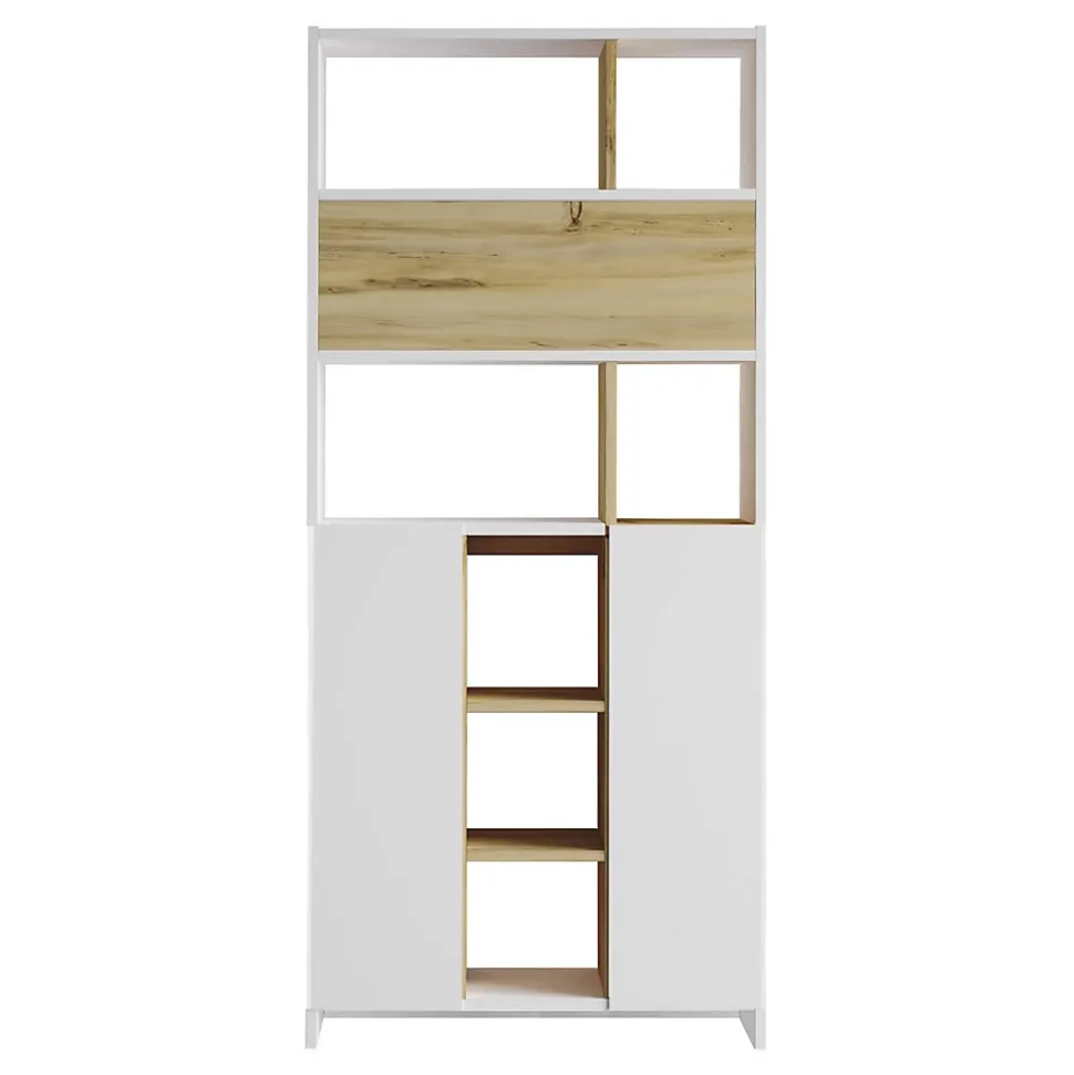 Bibliothèque Balal 170x75,5x25 Panneau de particules Blanc Chêne clair Moderne