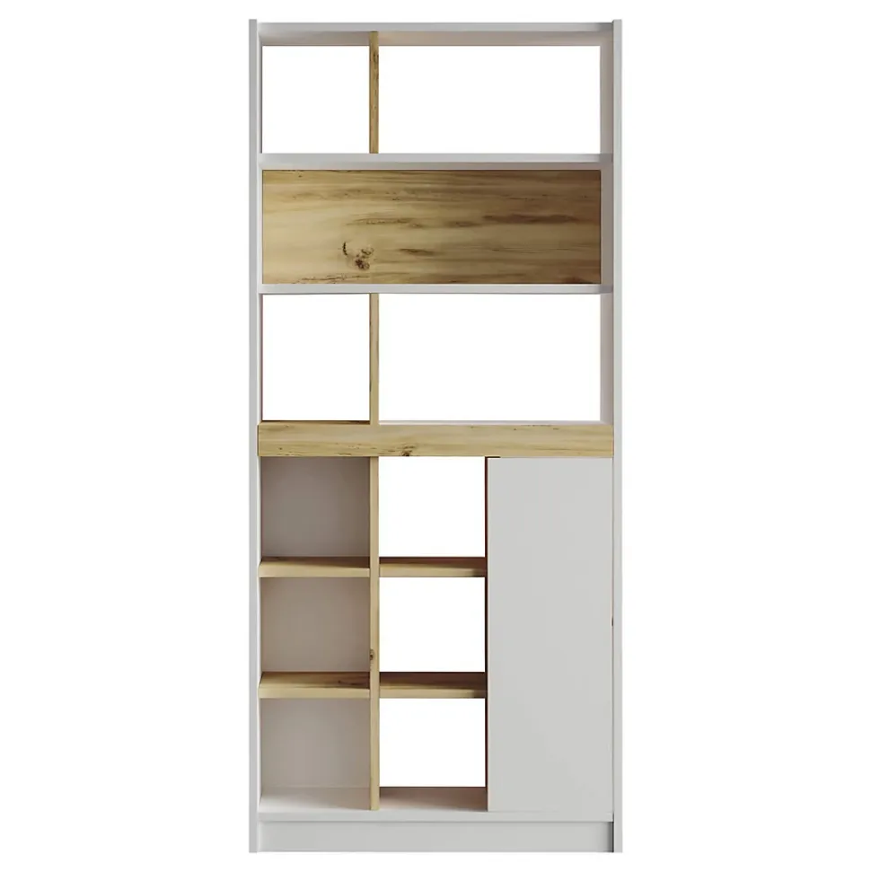 Bibliothèque Balal 170x75,5x25 Panneau de particules Blanc Chêne clair Moderne