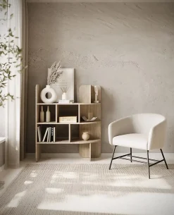 Bibliothèque basse avec niches ouvertes 120 cm décor chêne CONTLE