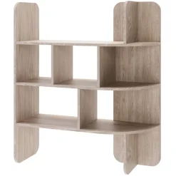Bibliothèque basse avec niches ouvertes 120 cm décor chêne CONTLE