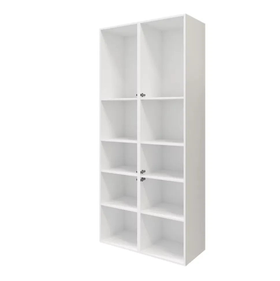 Bibliothèque blanche avec 2 portes vitrées GoodHome Atomia H. 225 x L. 100 x P. 47 cm