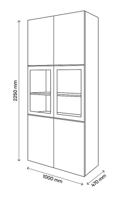 Bibliothèque blanche avec 2 portes vitrées GoodHome Atomia H. 225 x L. 100 x P. 47 cm