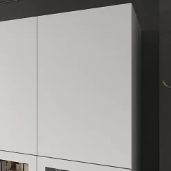 Bibliothèque blanche avec 2 portes vitrées GoodHome Atomia H. 225 x L. 100 x P. 47 cm