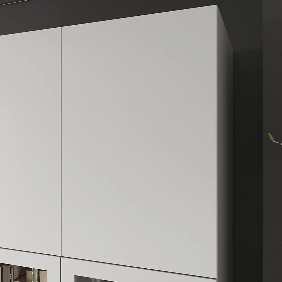 Bibliothèque blanche avec 2 portes vitrées GoodHome Atomia H. 225 x L. 100 x P. 47 cm