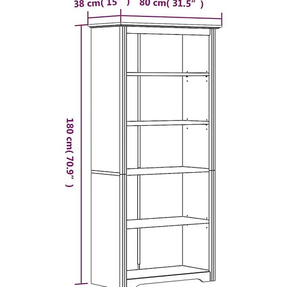 Bibliothèque BODO marron 82x40x173 cm bois pin massif 5 niveaux vidaXL