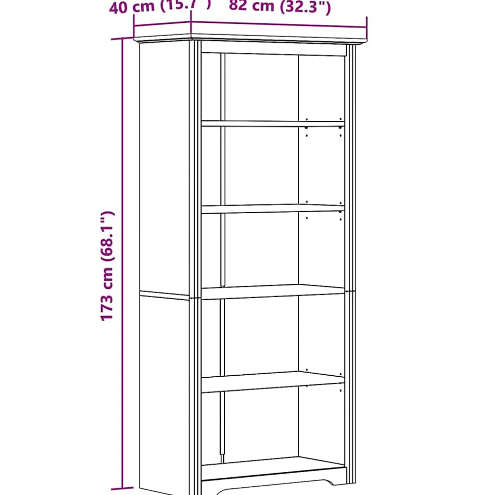 Bibliothèque BODO marron 82x40x173 cm bois pin massif 5 niveaux vidaXL