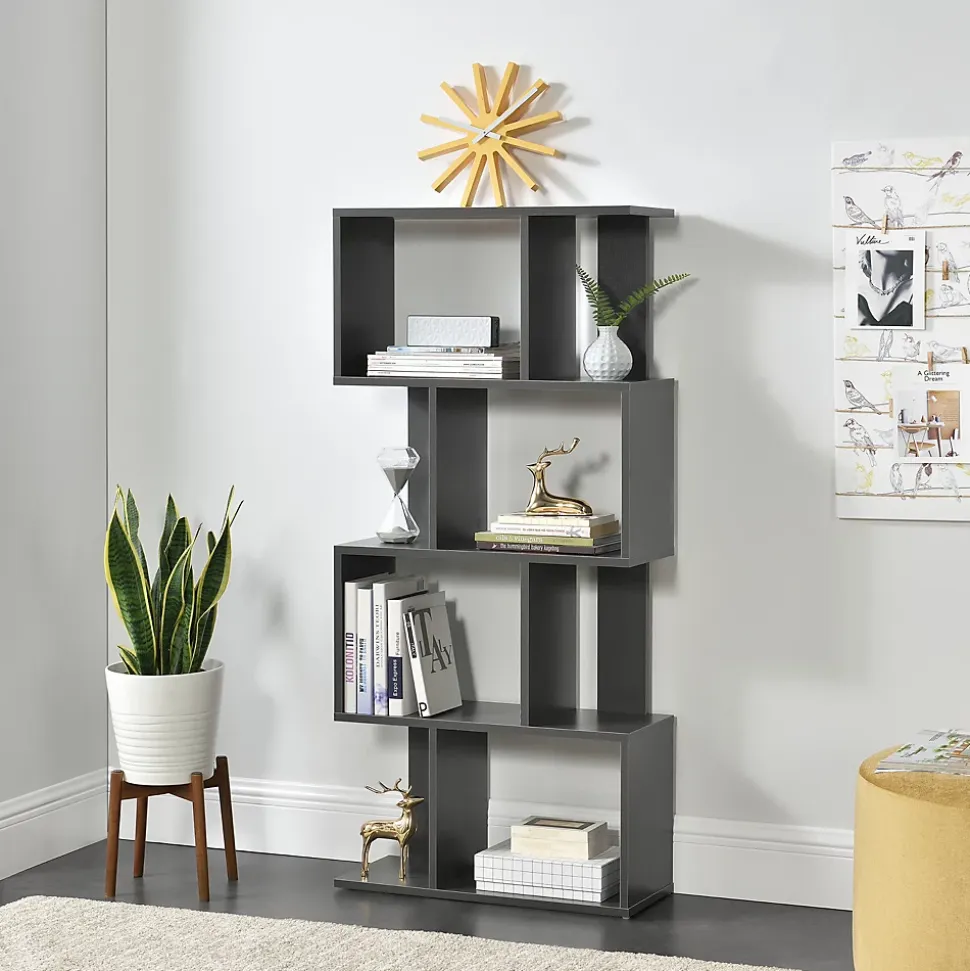 Bibliothèque Brattahlid 130 x 60 x 24 cm Gris foncé en.casa