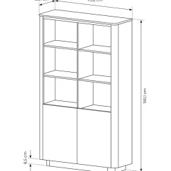 Bibliothèque, chêne crémone, 113,2 x 190,1 x 38,1 cm