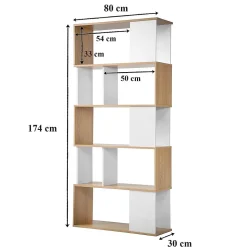 Bibliothèque Décor Blanc et Chêne - L80 x H173,5 cm