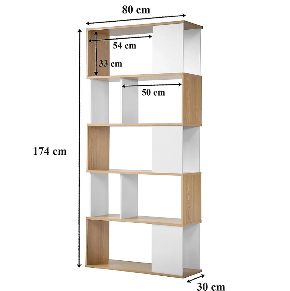 Bibliothèque Décor Blanc et Chêne - L80 x H173,5 cm