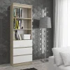 Bibliothèque de bureau AKORD R60 Chêne Sonoma 60 cm 3 tiroirs façade Blanche 3 étagères 60x35x180 cm
