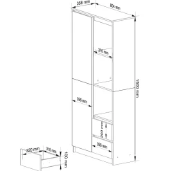 Bibliothèque de bureau AKORD R11 Chêne Sonoma 80 cm 2 portes 2 tiroirs façade Chêne Sonoma 7 étagères 80x35x180 cm