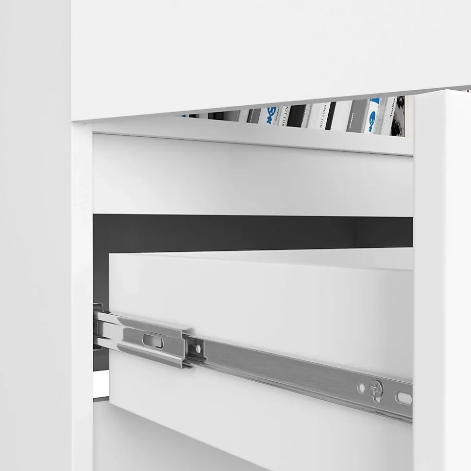 Bibliothèque de bureau AKORD R60 Blanche 60 cm 4 portes 1 tiroir façade Blanche 4 étagères 60x35x180 cm