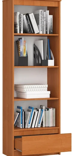 Bibliothèque de bureau AKORD R60 Aulne 60 cm 1 tiroir façade Aulne 4 étagères 60x35x180 cm