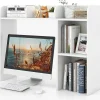 Bibliothèque de Bureau en Bois avec Plusieurs Tablettes,Organiseur de Bureau avec Dispositif Anti-Basculement,94x25x74CM,Blanc