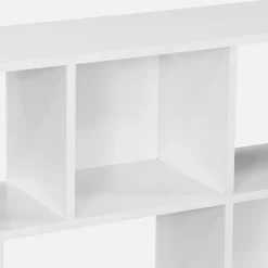 Bibliothèque design asymétrique blanche. Pieter. 3 étagères. 12 compartiments de rangement