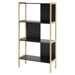 Bibliothèque Doenna à 3 niveaux MDF 120 x 63 x 28 cm noir effet bois en.casa