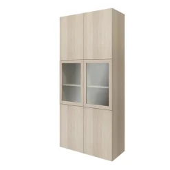 Bibliothèque effet chêne avec 2 portes vitrées GoodHome Atomia H. 225 x L. 100 x P. 47 cm