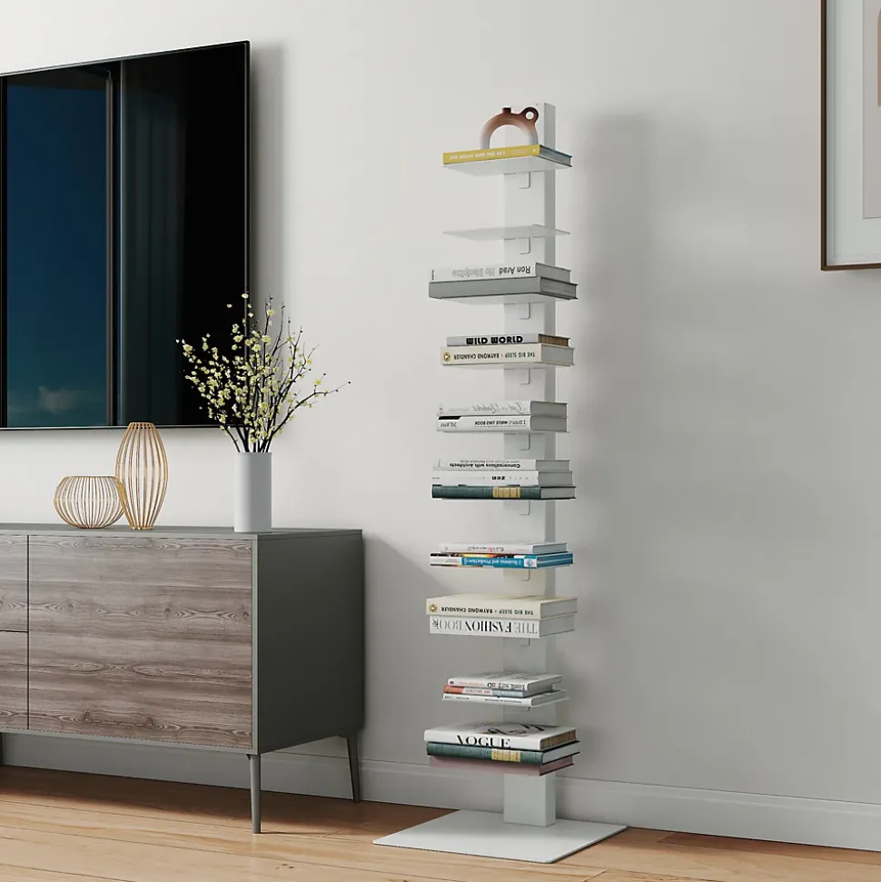 Bibliothèque Eksjö acier 150 x 39 x 39 cm blanc en.casa