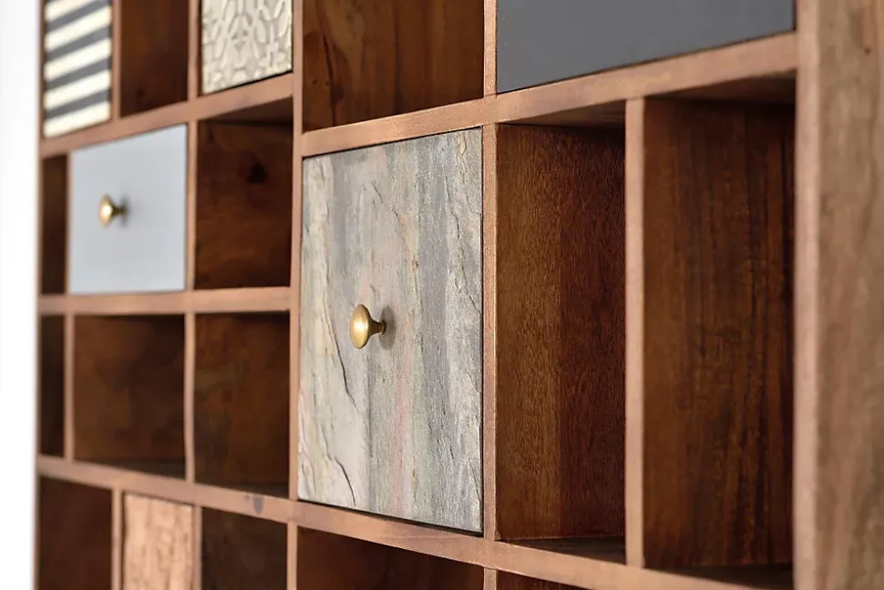 Bibliothèque en bois de manguier couleur noyer clair
