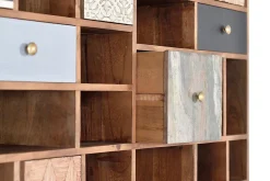 Bibliothèque en bois de manguier couleur noyer clair