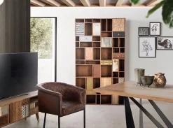 Bibliothèque en bois de manguier couleur noyer clair